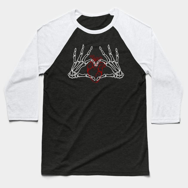 heart skull Baseball T-Shirt by Mad77store